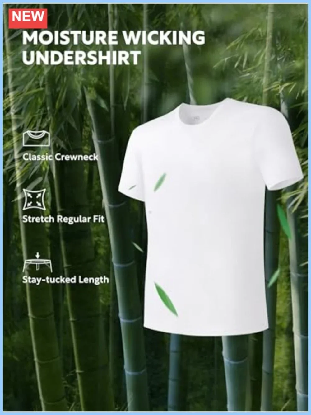 Men's Bamboo Rayon Crew Neck Undershirts 3 Pack Moisture Wicking